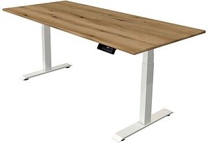 Kerkmann Move 1 stable elektrisch höhenverstellbarer Schreibtisch asteiche rechteckig, T-Fuß-Gestell weiß 180,0 x 80,0 c...