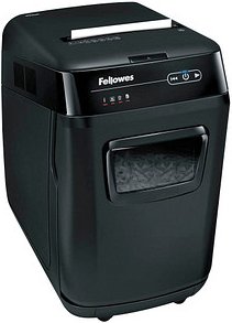 Fellowes AutoMax 200C Aktenvernichter mit Partikelschnitt P-4, 4 x 38 mm, bis 200 Blatt, schwarz