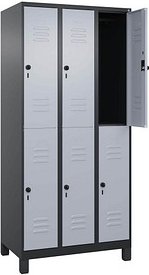 CP Spind Classic Plus schwarzgrau, weißaluminium 080310-30 S10147, 6 Schließfächer 90,0 x 50,0 x 195,0 cm