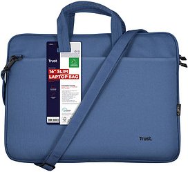 Thumbnail - Trust Laptoptasche Bologna Slim Kunstfaser blau 24448 bis 40,6 cm (16 Zoll)