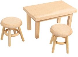 Rayher Dekoartikel natur Wichtel Mini Tisch mit 2 Hockern, 1 Set