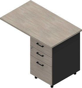 Quadrifoglio Standcontainer dunkelgrau, beton 3 Auszüge Kunststoff-Stangengriff dunkelgrau 100,0 x 60,0 x 75,0 cm