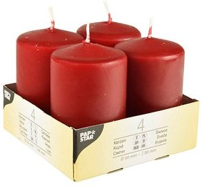 4 STARPAK Stumpenkerzen bordeaux