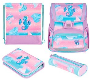 herlitz Schulranzen-Set Loop Plus Ocean Lights Kunstfaser grün