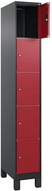 CP Schließfachschrank Classic Plus rubinrot, schwarzgrau 080010-105 S10030, 5 Schließfächer 30,0 x 50,0 x 195,0 cm