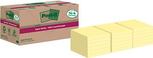 Post-it® Super Sticky Recycling Notes Haftnotizen extrastark gelb, 18 Blöcke