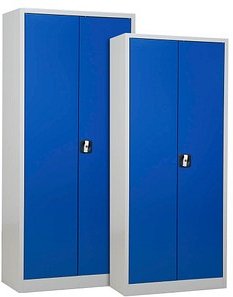 2 Gürkan Metallschränke 111307 lichtgrau, enzianblau 92,0/80,0 x 42,0/38,0 x 195,0/180,0 cm, aufgebaut