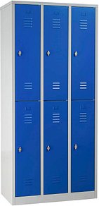 Gürkan Spind lichtgrau, enzianblau 106124, 6 Schließfächer 90,0 x 50,0 x 195,0 cm