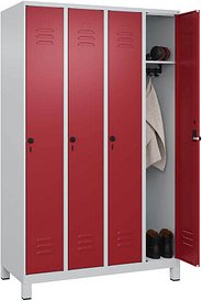 CP Spind Classic Plus lichtgrau, rubinrot 080010-40 S10001, 4 Schließfächer 120,0 x 50,0 x 195,0 cm