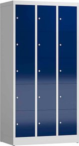 Thumbnail - ClassiX Schließfachschrank enzianblau, lichtgrau X-520531, 15 Schließfächer 87,0 x 50,0 x 180,0 cm