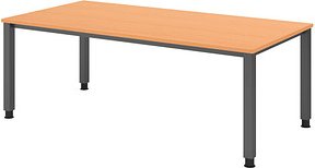 Thumbnail - HAMMERBACHER QS2E höhenverstellbarer Schreibtisch buche rechteckig, 4-Fuß-Gestell grau 200,0 x 100,0 cm