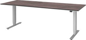 röhr Imperia elektrisch höhenverstellbarer Schreibtisch quarzit rechteckig, T-Fuß-Gestell silber 200,0 x 80,0 cm