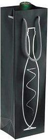 VP Geschenktüten für Flaschen bottle bag schwarz/silber 9,5 x 38,0 cm, 25 St.