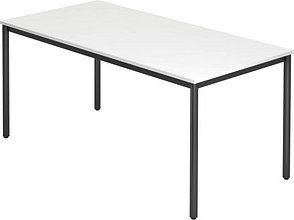 HAMMERBACHER Konferenztisch VDR16 weiß rechteckig, Rundrohr schwarz, 160,0 x 80,0 x 72,0 cm