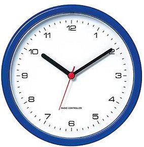 PEWETA Funkwanduhr Design weiß blau Kunststoff, Ø 25,0 cm