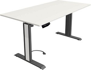 Kerkmann Move 1 advance elektrisch höhenverstellbarer Schreibtisch weiß rechteckig, T-Fuß-Gestell grau 160,0 x 80,0 cm