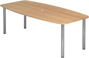 HAMMERBACHER Konferenztisch KT22C eiche Tonnenform, Rundrohr chrom, 220,0 x 83,0/103,0 x 72,0 - 74,0 cm