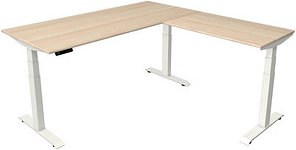 Kerkmann Move 4 elektrisch höhenverstellbarer Schreibtisch ahorn rechteckig, T-Fuß-Gestell weiß 180,0 x 180,0 cm