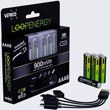 Thumbnail - VERICO USB-Akkus mit Ladekabel LoopEnergy AAA900 Li-Ion Micro AAA 600 mAh, 8 St.