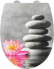 Thumbnail - WENKO WC-Sitz mit Absenkautomatik Water Lily grau, rosa, 1 St.