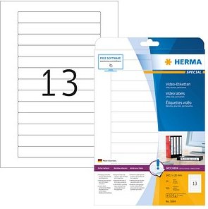 HERMA Video-Etiketten 5069 weiß 147,3 x 20,0 mm, 25 Blatt