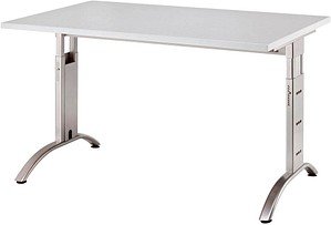HAMMERBACHER Savona höhenverstellbarer Schreibtisch lichtgrau rechteckig, C-Fuß-Gestell silber 120,0 x 80,0 cm