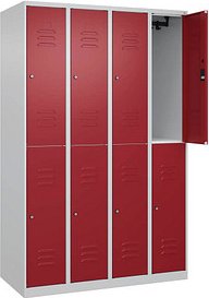 CP Spind Classic Plus lichtgrau, rubinrot 080300-40 S10021, 8 Schließfächer 120,0 x 50,0 x 185,0 cm