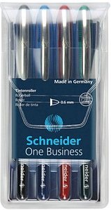 Schneider One Business Tintenroller 0,6 mm, Schreibfarbe: farbsortiert, 4 St.