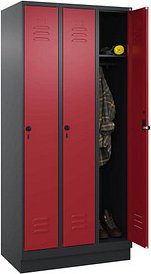 CP Spind Classic PLUS rubinrot, schwarzgrau 080020-30 S10070, 3 Schließfächer 90,0 x 50,0 x 195,0 cm