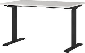 GERMANIA JET höhenverstellbarer Schreibtisch lichtgrau rechteckig, T-Fuß-Gestell schwarz 120,0 x 80,0 cm