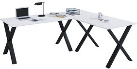 Thumbnail - VCM my office Lona Schreibtisch weiß rechteckig, X-Fuß-Gestell schwarz 190,0 x 80,0 cm