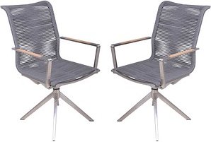 Garden Pleasure Gartenstühle mit Armlehnen RUBIERA anthrazit, Metall, 2 St.