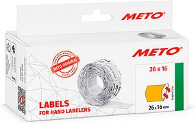 Thumbnail - METO Preisetiketten leuchtorange permanent 26,0 x 16,0 mm, 6 Rollen