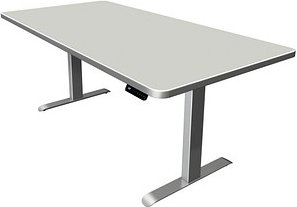 Kerkmann Move 3 Premium elektrisch höhenverstellbarer Schreibtisch lichtgrau rechteckig, T-Fuß-Gestell silber 200,0 x 10...