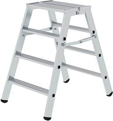 MUNK Stehleiter beidseitig 50096 silber 2x 4 Stufen, H: 93,0 cm