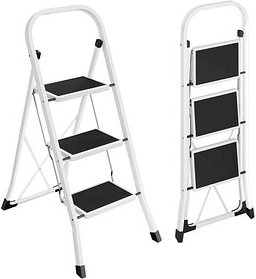 SONGMICS Klapptritt weiß 3 Stufen, H: 105,0 cm