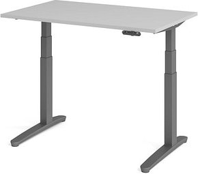 HAMMERBACHER XBHM12 elektrisch höhenverstellbarer Schreibtisch lichtgrau rechteckig, C-Fuß-Gestell grau 120,0 x 80,0 cm