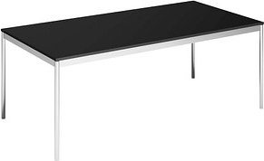 viasit System4 Schreibtisch schwarz rechteckig, 4-Fuß-Gestell chrom 200,0 x 100,0 cm