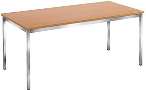SODEMATUB Mehrzwecktisch buche rechteckig, Vierkantrohr chrom, 160,0 x 80,0 x 74,0 cm