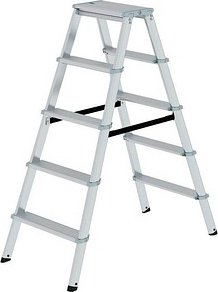 Thumbnail - MUNK Stehleiter beidseitig 11235 silber 2x 5 Stufen, H: 116,0 cm