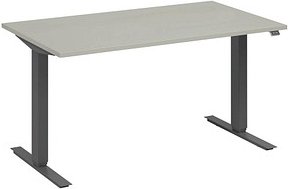 fm Move elektrisch höhenverstellbarer Schreibtisch lichtgrau, anthrazit metallic rechteckig, T-Fuß-Gestell grau 140,0 x ...