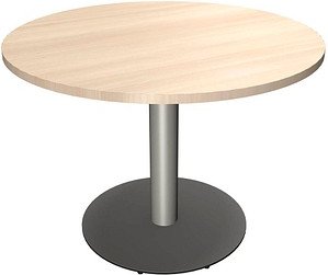 fm Mehrzwecktisch fastline akazie rund, Säulenfuß silber, 100,0 x 100,0 x 72,0 cm