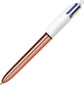 Thumbnail - BIC 4-Farben-Kugelschreiber 4 Colours Shine rosegold, Schreibfarbe: blau, schwarz, rot, grün, 1 St.