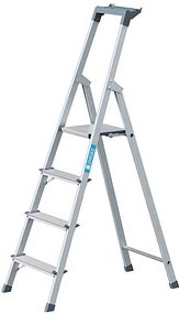 Thumbnail - ZARGES Stehleiter einseitig Scana S silber 4 Stufen, H: 159,0 cm