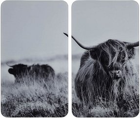 WENKO Herdabdeckplatten Highland Cattle schwarz, 2 St.