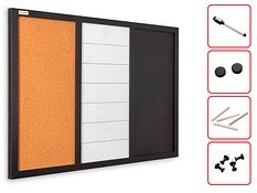 ALLboards Whiteboard-Pinnwand 3-in-1 Kombitafel 60,0 x 40,0 cm Textil schwarz