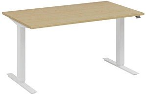 fm Move elektrisch höhenverstellbarer Schreibtisch akazie, verkehrsweiß rechteckig, T-Fuß-Gestell weiß 160,0 x 80,0 cm