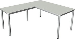 Kerkmann Prime Schreibtisch lichtgrau L-Form, 6-Fuß-Gestell silber 160,0 x 180,0 cm