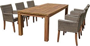 Thumbnail - Garden Pleasure Sitzgruppe PALA cremeweiß, natur Kunststoff, Holz, 7-teilig