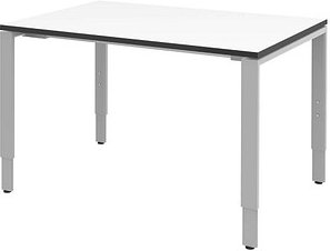 röhr Imperia höhenverstellbarer Schreibtisch weiß rechteckig, 4-Fuß-Gestell silber 120,0 x 80,0 cm